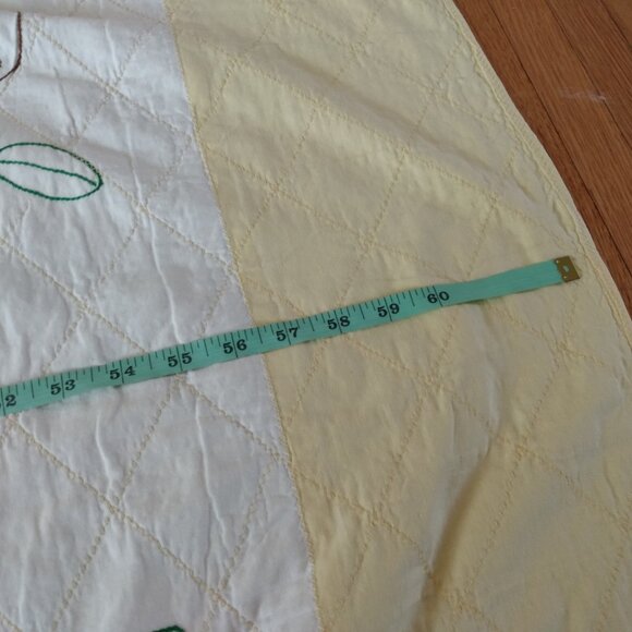 Vintage Handmade Quilt 64" by 42 1/4" Country Children Dancing Birds Embroidered - Picture 11 of 14